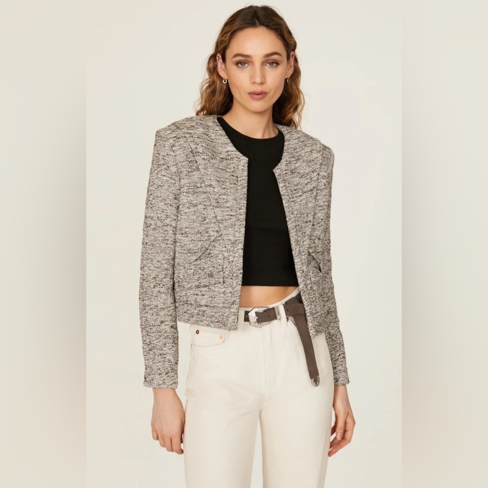 Iro Metallic Nakilo Jacket Blazer Sz 36 Silver Gray White